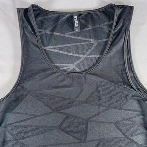 St33le Black Tank Top Sheer Polygon Jacquard